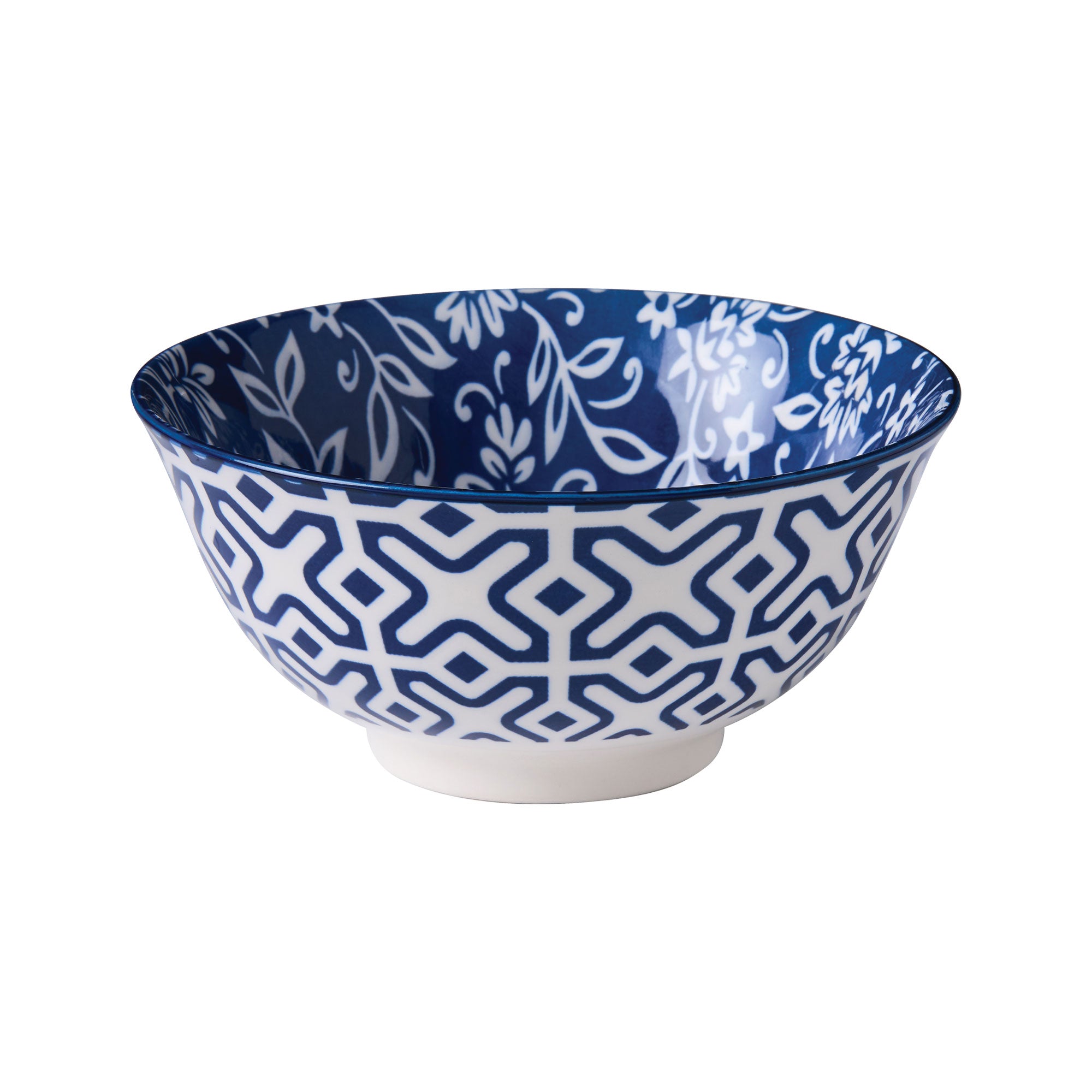 Glazed Porcelain Bowl- Blue Floral