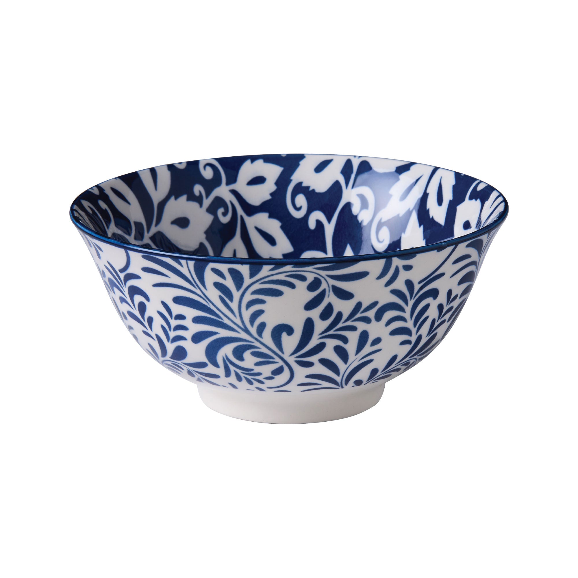 Glazed Porcelain Bowl- Blue Foliage