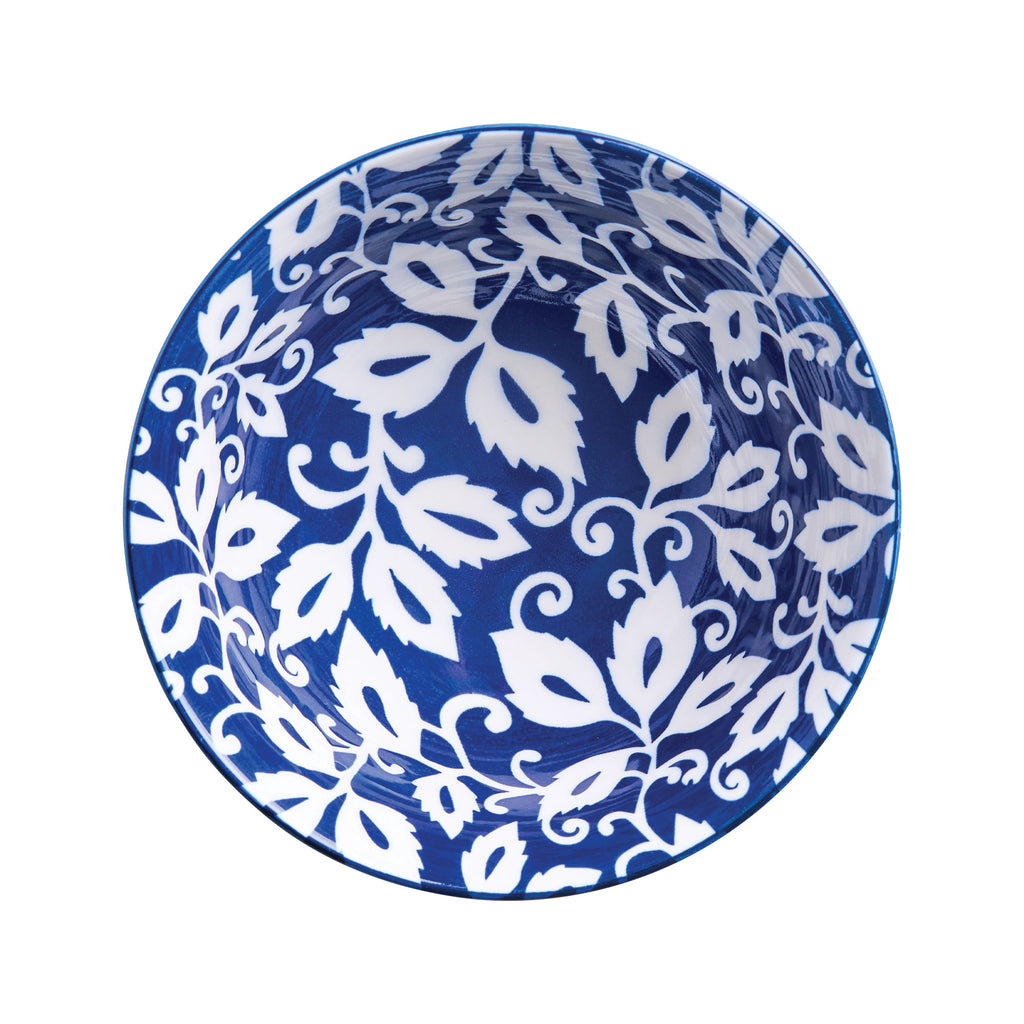 Glazed Porcelain Bowl- Blue Foliage