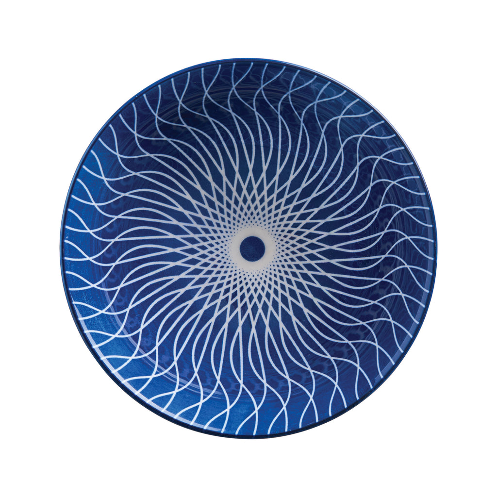 Glazed Porcelain Bowl- Blue Spiral