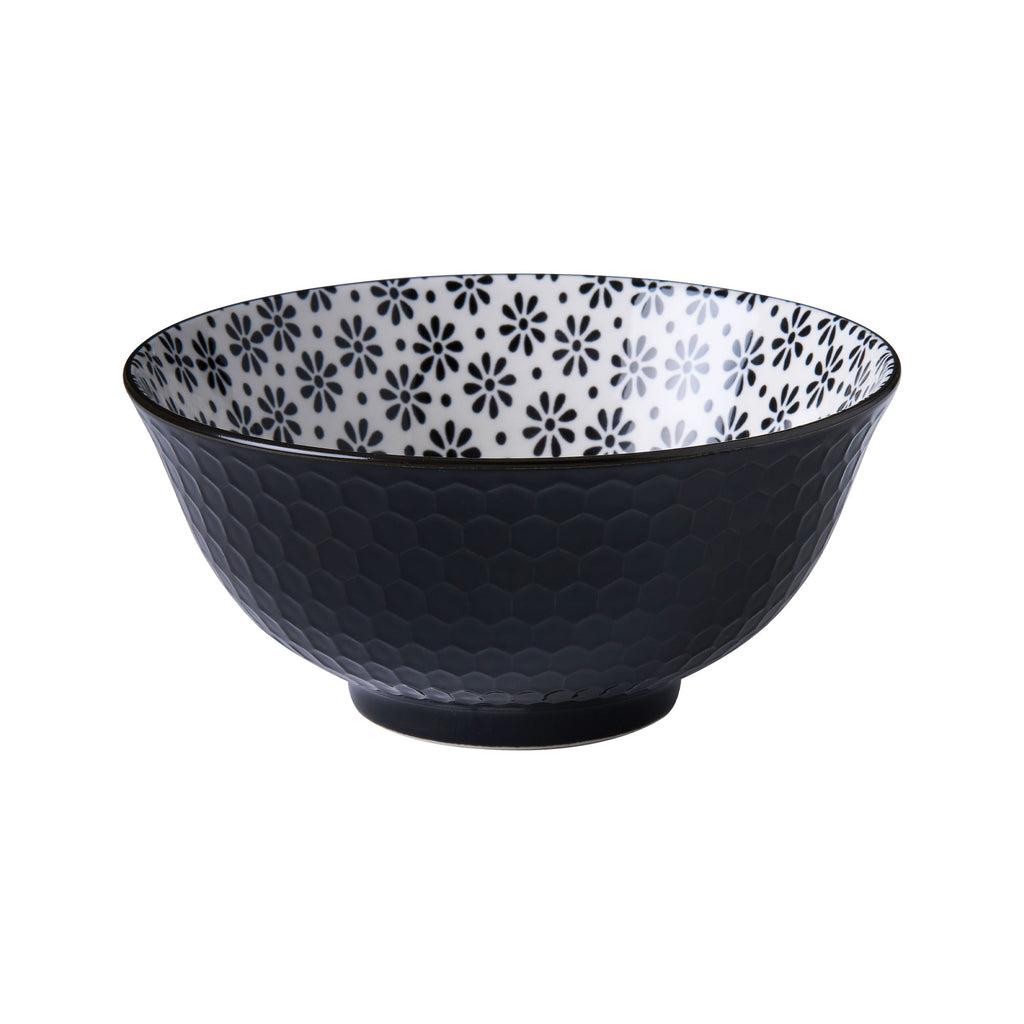 Glazed Porcelain Bowl- Monochrome Flower