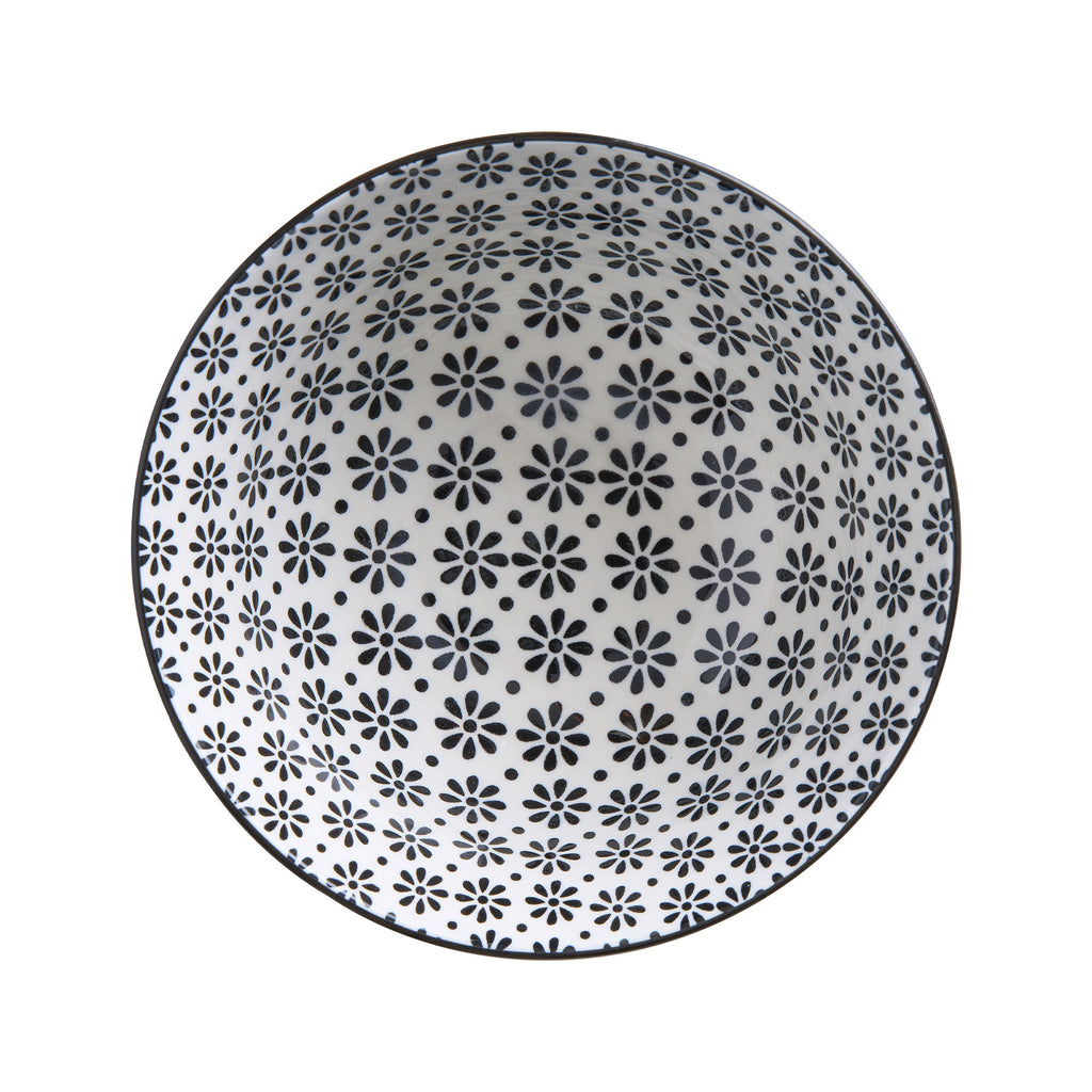 Glazed Porcelain Bowl- Monochrome Flower