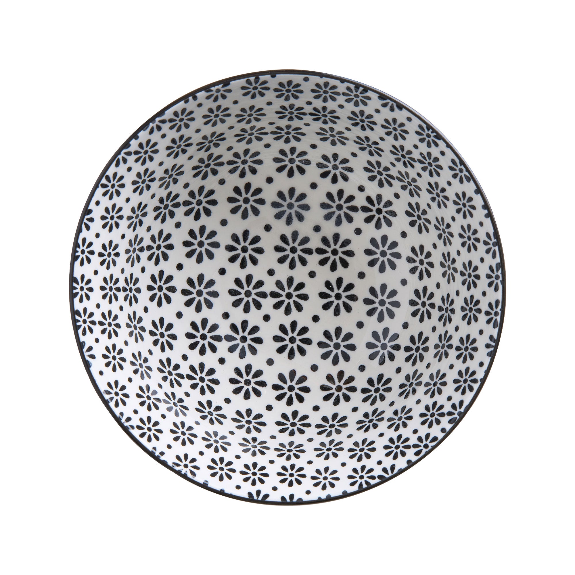 Glazed Porcelain Bowl- Monochrome Flower