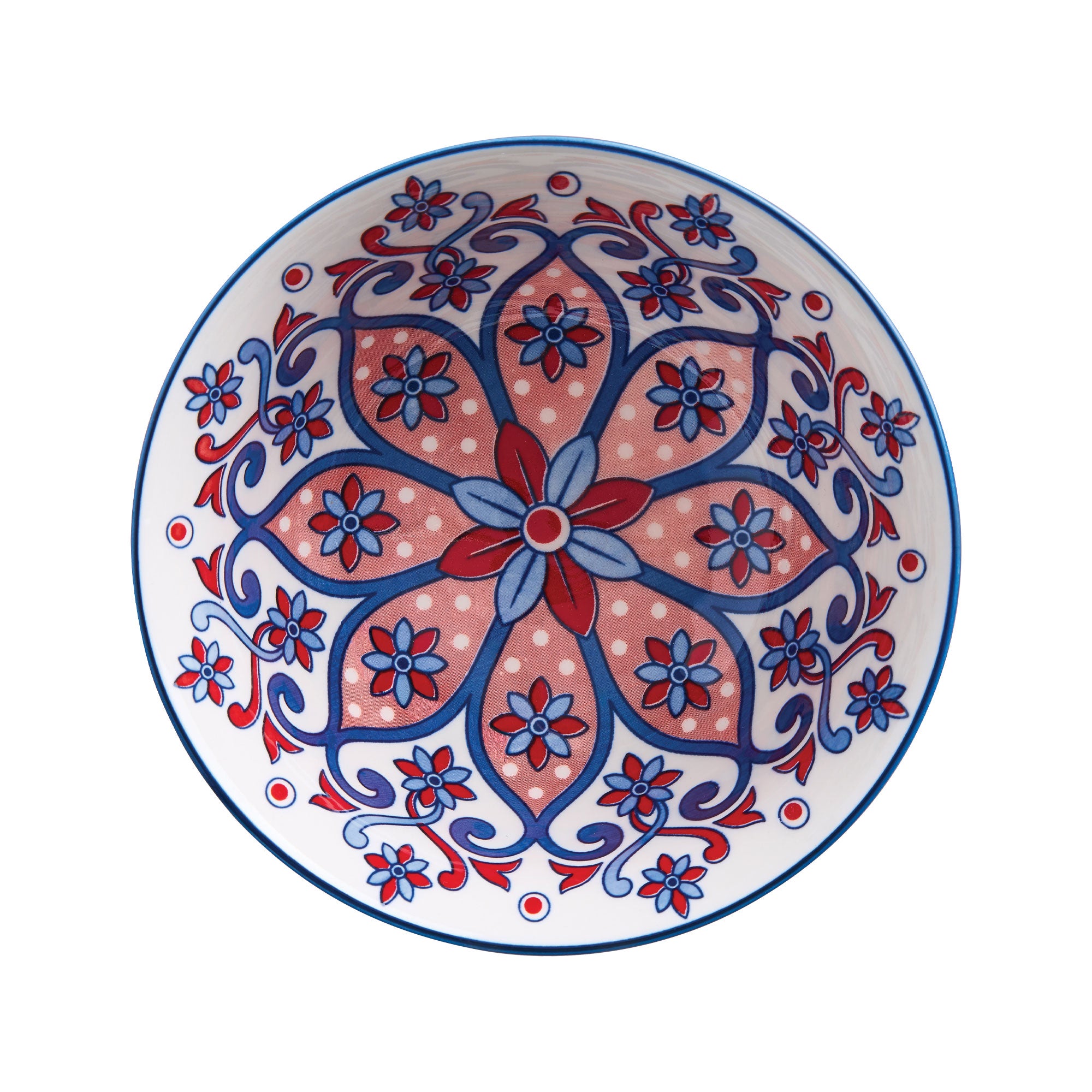 Glazed Porcelain Bowl- Mediterranean Flower