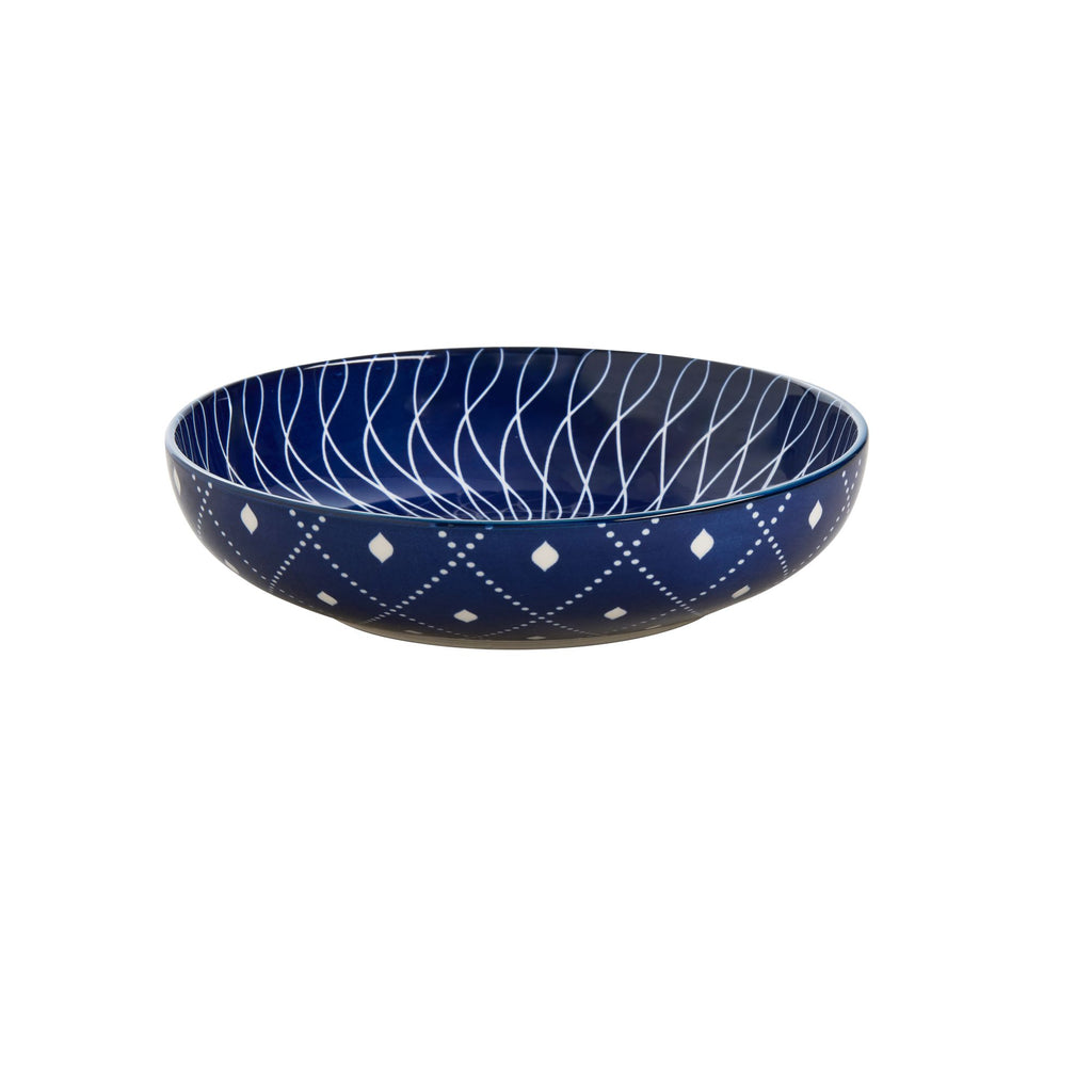 Pasta Bowl - Blue Spiral