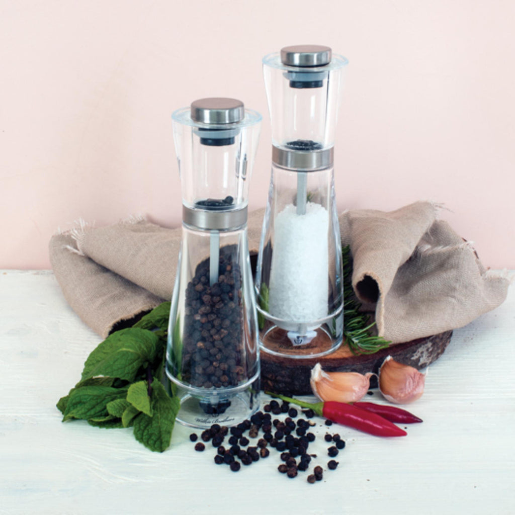 Salt & Pepper Mill Set Acrylic and Stainless Steel - 17.5cm