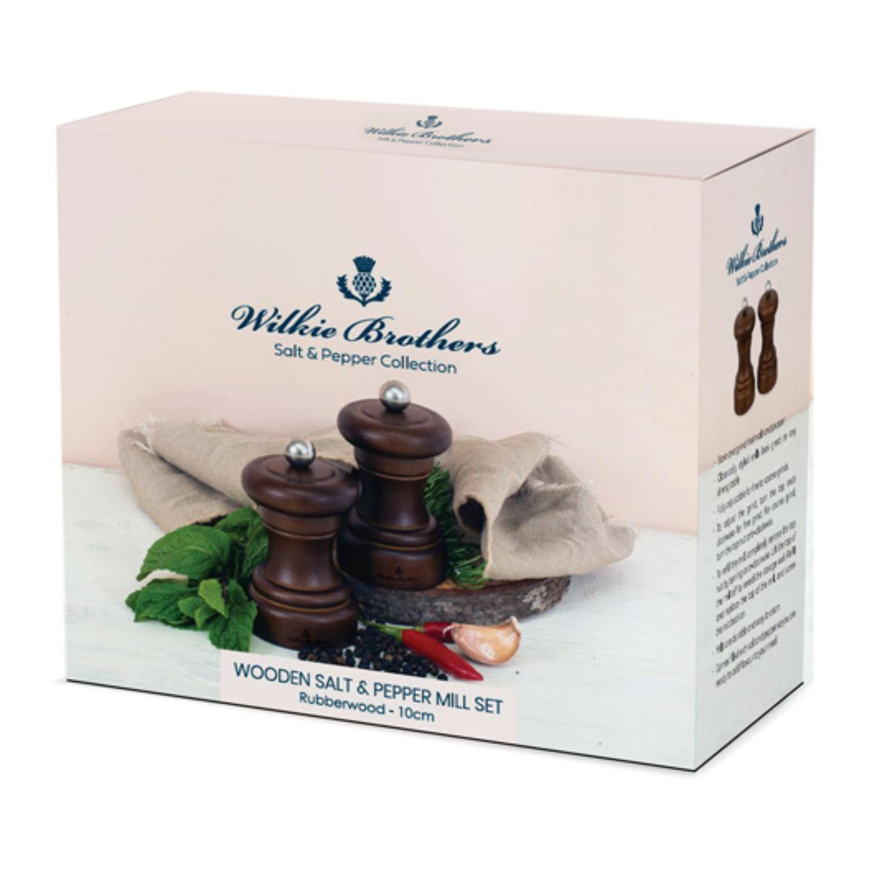 Salt & Pepper Mill Set Rubberwood - 10cm