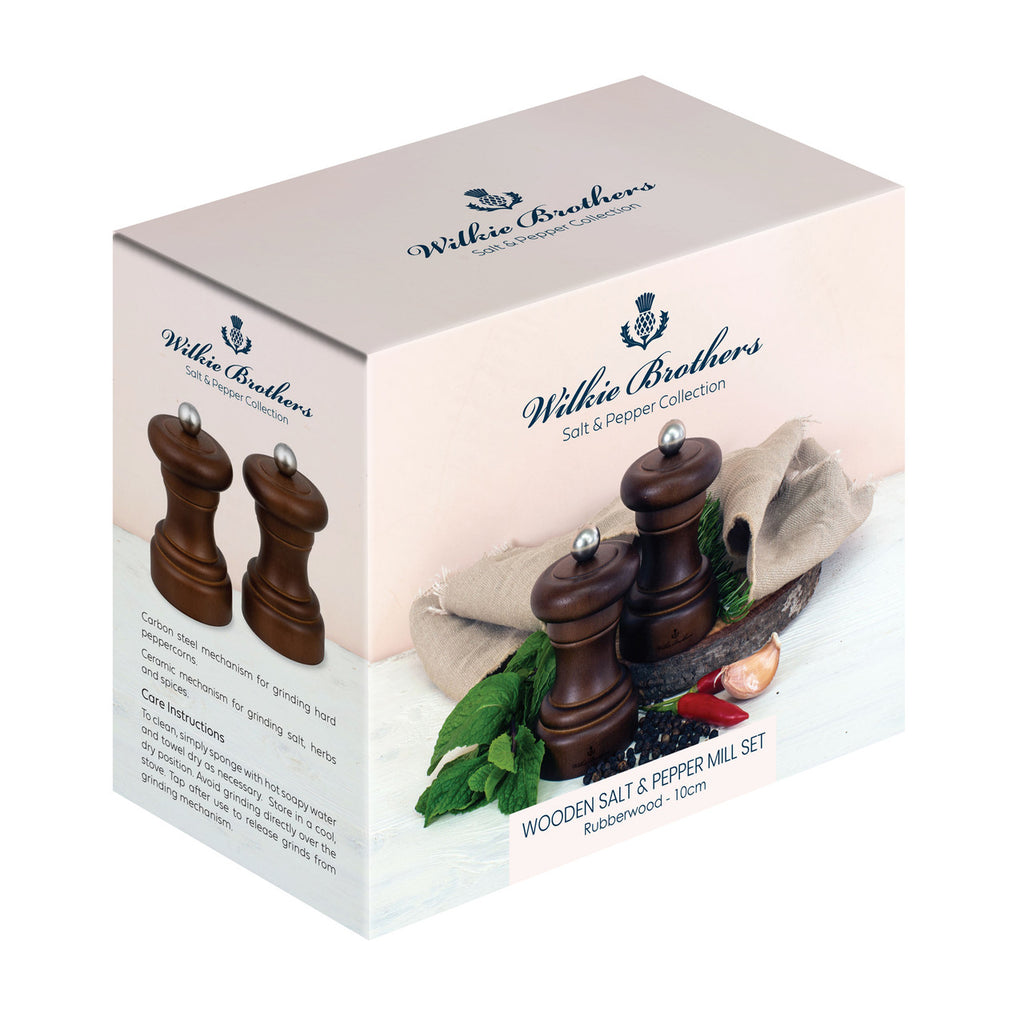 Salt & Pepper Mill Set Rubberwood - 10cm