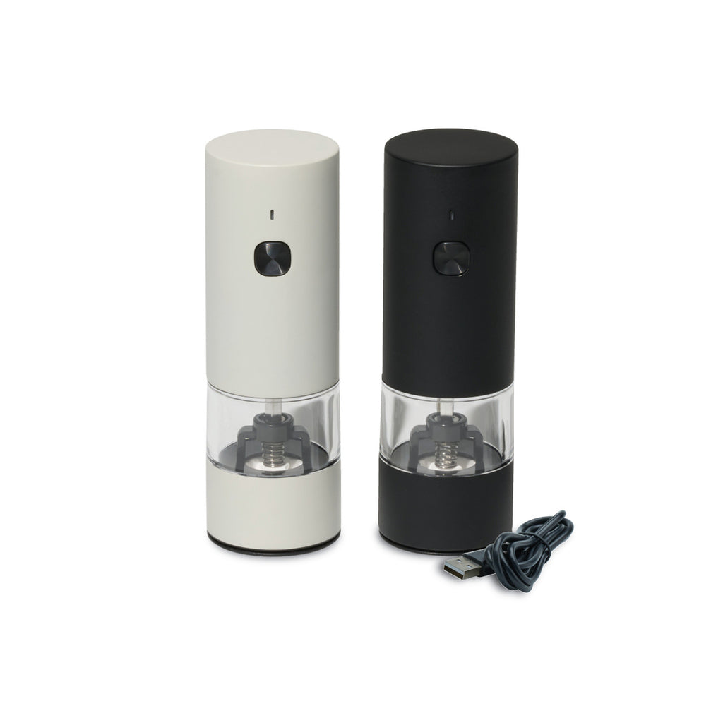 Electric Rechargable Salt and Pepper Mill Set, Black and White Matte - 35ml